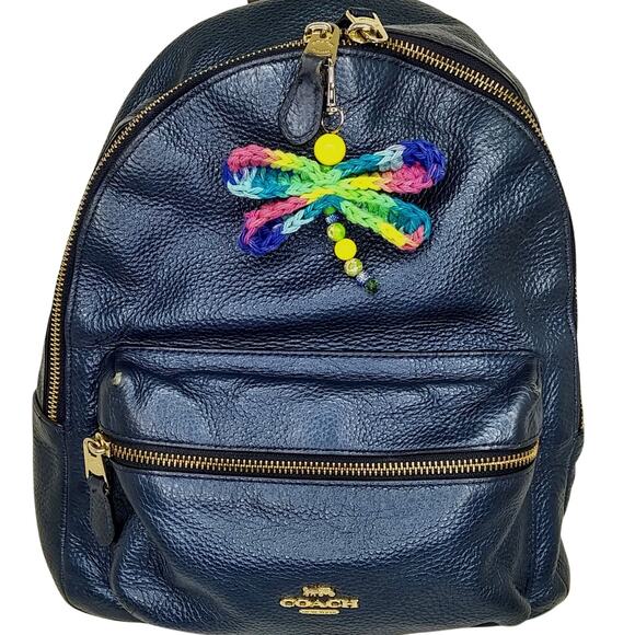 Colorful Crochet Handmade Dragonfly Keychain Beaded Bag Charm Upcycled Mini - Picture 8 of 10